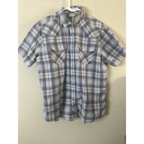 Other - Ariat men's short-sleeve western plaid snap shirt XL D